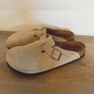 Birkenstock Boston Men’s Taupe Suede Clogs Size 44 U.S 11
